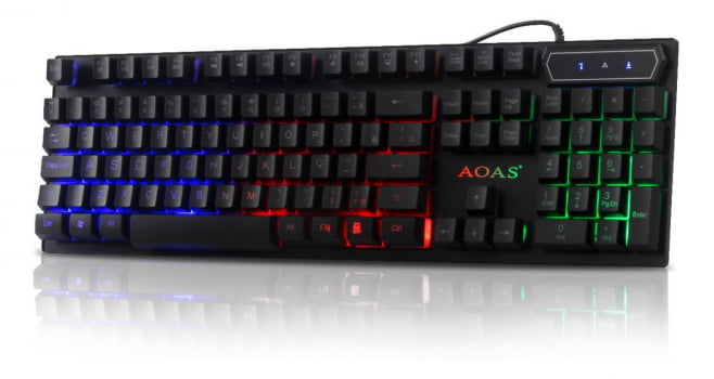 Kit Teclado Gamer Mouse Abnt2 Semi Mecânico Luminoso LED Rgb 2400dpi Laser Usb Óptico Pc Tv Ps4 M800 (Preto)