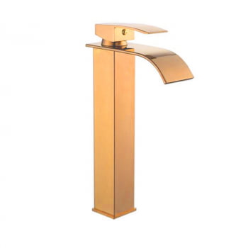 Torneira Misturador Cascata Cuba Pia Banheiro Luxo 103-04lr Alta Rosa Gold Luuk Young