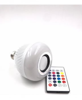 Lampada Musical Caixa Som Bluetooth Led Rgb Controle Wjl2