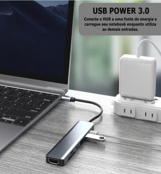 Adaptador Hub Multiportas 7 Em 1 Tipo C Dock Usb 3.0 Hdmi Sd / Tf Bk-c2