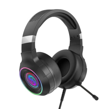 Headset Gamer Fone De Ouvido Headphone Led Rgb Microfone Para Pc 7.1 Ajustavel Preto Bk-e1