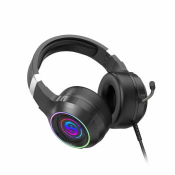 Headset Gamer Fone De Ouvido Headphone Led Rgb Microfone Para Pc 7.1 Ajustavel Preto Bk-e1