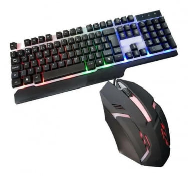 Kit Teclado + Mouse Semi Mecânico Gamer Led Rgb Óptico Bs503