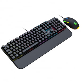 Kit Teclado + Mouse Mecanico Abnt2 Gamer Led Rgb Iluminado Switch Blue Bk-03