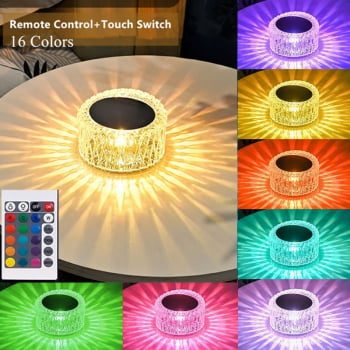 Abajur Cristal Rgb Luminária Mesa Com Led Controle Touch Hkx1010