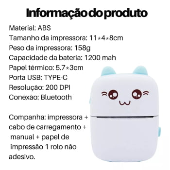 Mini Impressora Térmica Portátil De Bolso Impressão Sem Fio Bluetooth Para Android Ios Ip1