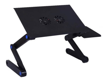 Mesa Suporte de Notebook Multifuncional Articulável Com 2 Cooler Preto Fosco Ydz450