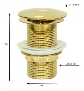 Válvula Click Ralo Inteligente Ouro Inox Cuba Pia 1/4 E27 Dourado