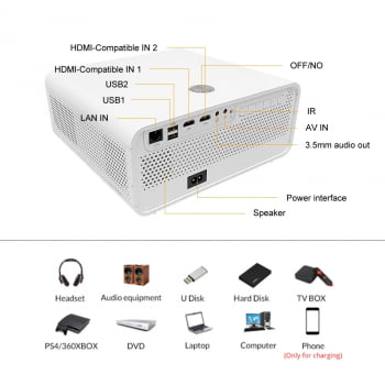 Projetor Led Lcd Android Full Hd 1080p Nativo 6000 Lumens Bivolt Es0