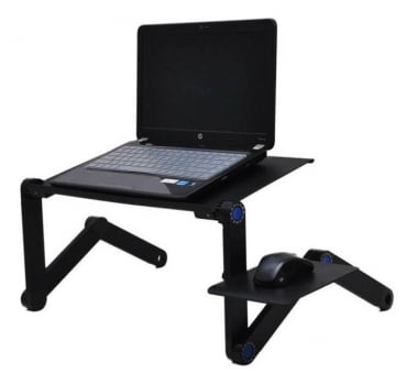 Mesa Suporte de Notebook Multifuncional Articulável Com 2 Cooler Preto Fosco Ydz450