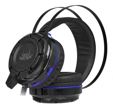 Fone De Ouvido Gamer Simples Knup Headset Usb Preto E Azul Kp-417 Luuk Young