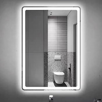 Espelho Retangular Com Iluminacao Led Embutido 50x70cm Touch Screen Banheiro 5070r Luuk Young