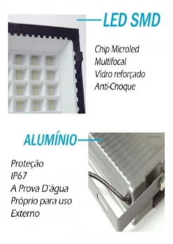 Refletor Holofote Led 50w Branco Frio Ip67 Bivolt Luz R50w