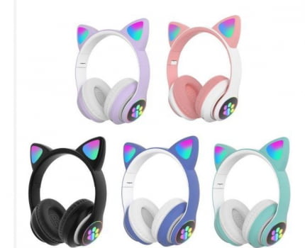 Headphone Headset Gatinho Orelha De Gato Com Led Fone De Ouvido Bluetooth Lt30