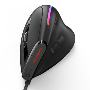 Mouse Optico Vertical Ergonomico Com Fio Usb Com Led 9 Botoes Dpi 12800 D7