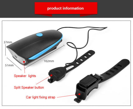 Kit Farol Lanterna Ciclimos Bicicleta Bike Led Buzina 7588 + Sinalizador Traseiro Dc918