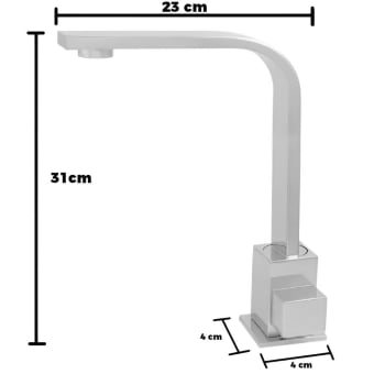 Torneira Mesa Cozinha Bancada Lavatorio Metal Quadrada 1/4 Volta Metal Alta W9028