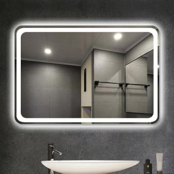 Espelho Retangular Com Iluminacao Led Embutido 70x50cm Banheiro Sala 7050r Luuk Young