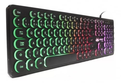 Teclado Gamer Iluminação Abnt 2 Luz Led Rgb Usb Knup Kp-2059