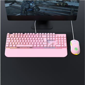 Kit Teclado + Mouse Mecanico Abnt2 Gamer Led Rgb Iluminado Switch Blue Bk-03