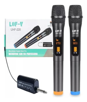 Microfones Digital De Mão Sem Fio Duplo Profissional Shows Karaokê Uhf220 Luuk Young