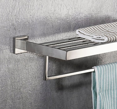 Suporte Toalheiro Barra Linear Triplo Hotel Prata Metal Aco Inox Luxo 7772