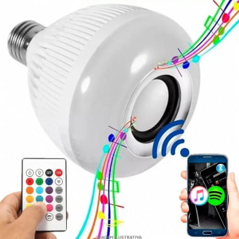 Lampada Musical Caixa Som Bluetooth Led Rgb Controle Wjl2