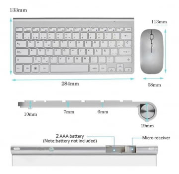 Kit Teclado + Mouse Adaptador Usb Sem Fio 2.4ghz Pc Wb-8066