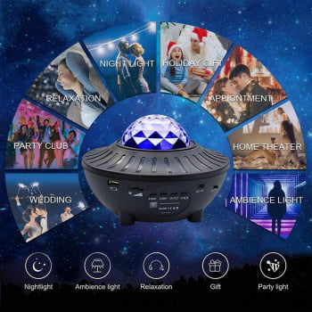 Luminária Luzes Bluetooth Gira Projetor Estrelas Galaxia E59