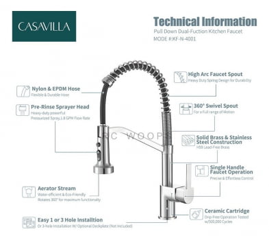 Torneira Pia Cozinha Gourmet Misturador Monocomando Duo Spray Luxo CA8003C