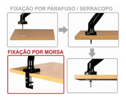 Suporte Para Monitor Pistão Articulado Ajuste Altura F80 Nb