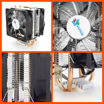 Air Cooler Cpu Led Rgb 4 Pinos Ryzen Intel 775 1150 1151 1155 Am3+ Am4 Com Pasta Termica Dk34