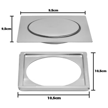 Ralo Click Inteligente Em Inox 10x10 Cm + Porta Grelha Rcg10