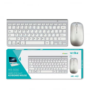 Kit Teclado + Mouse Adaptador Usb Sem Fio 2.4ghz Pc Wb-8066