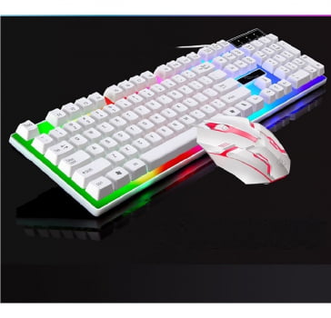 Kit Teclado + Mouse Semi Mecânico Gamer Led Rgb Branco M400