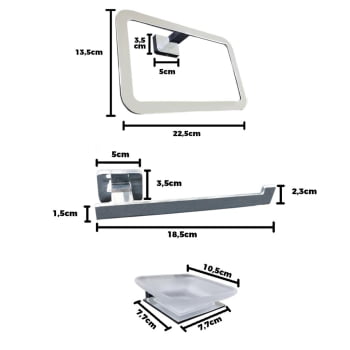 Kit Banheiro Acessorios 6 Pecas Aco Inox De Parede Cromado Luxo 9700