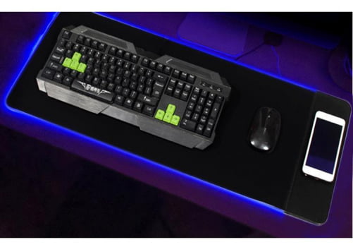 Mousepad Gamer Preto Speed Led Grande Carregamento Inducao 80 X 30cm Mpc Luuk Young