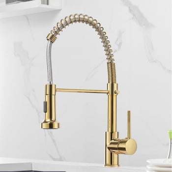 Torneira De Pia Cozinha Spray Misturador Monocomando Cuba Cascata Luxo Dourado 9109d Luuk Young