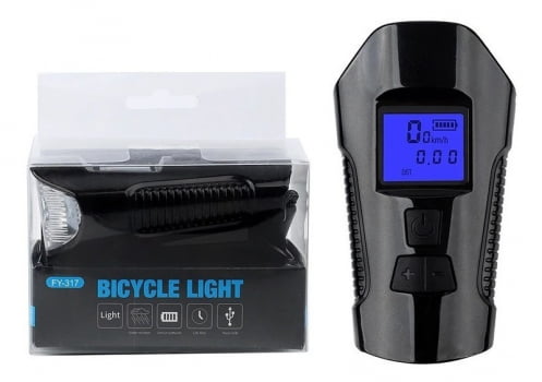 Lanterna Farol Buzina Bicicleta Velocimetro Usb Bike Xa585