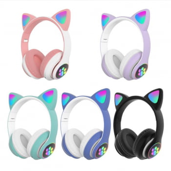 Headphone Headset Gatinho Orelha De Gato Com Led Fone De Ouvido Bluetooth Lt30