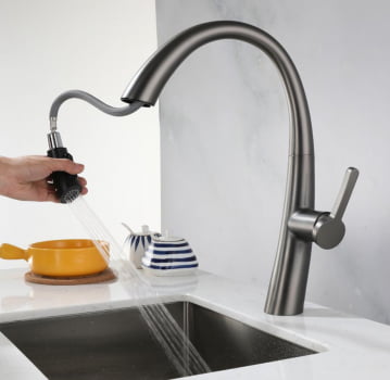 Torneira Luxo Pia Cozinha Gourmet Moncomando Misturado K202 Preta Luuk Young