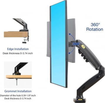 Suporte Para Monitor Pistão Articulado Ajuste Altura F80 Nb