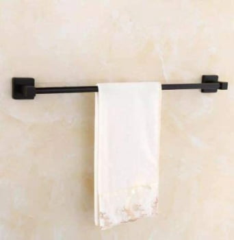 Toalheiro Simples Para Toalha Banheiro Parede 57cm B6924f Preta Luuk Young