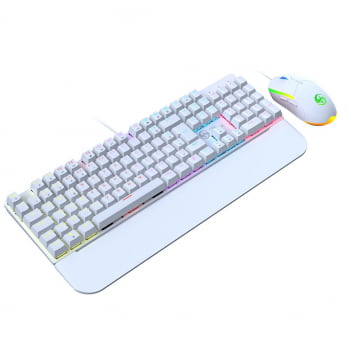 Kit Teclado + Mouse Mecanico Abnt2 Gamer Led Rgb Iluminado Switch Blue Bk-03