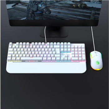 Kit Teclado + Mouse Mecanico Abnt2 Gamer Led Rgb Iluminado Switch Blue Bk-03 Luuk Young