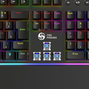 Kit Teclado Gamer Mecânico Switch Blue Abnt2 + Mouse Gamer Ergonômico Dpi 12800 Led Rgb Usb Pc Bk-04