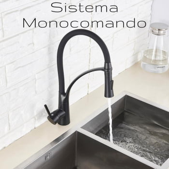 Torneira Misturador Monocomando Cozinha Gourmet Flexivel Luxo K125 Preto Fosco