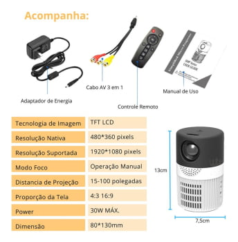 Mini Projetor Tecnologia Tft Led Lcd Projecao 1080p Alta Hdmi Av Usb Yt400