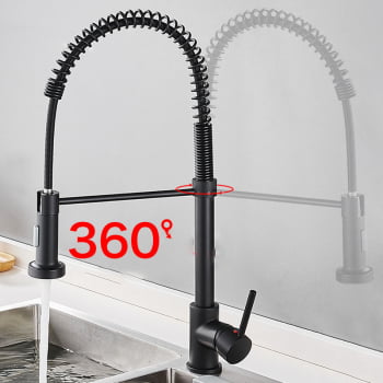 Torneira Cozinha Gourmet Pia Bancada Ducha Mesa Luxo Preto Fosco 5107h