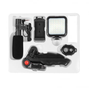 Kit Suporte De Celular Tripe Vlogging Youtuber Led Micphone